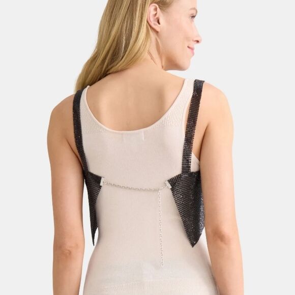 Steve Madden Madden NYC Rhinestone Mesh Topper- Black - Picture 4 of 10